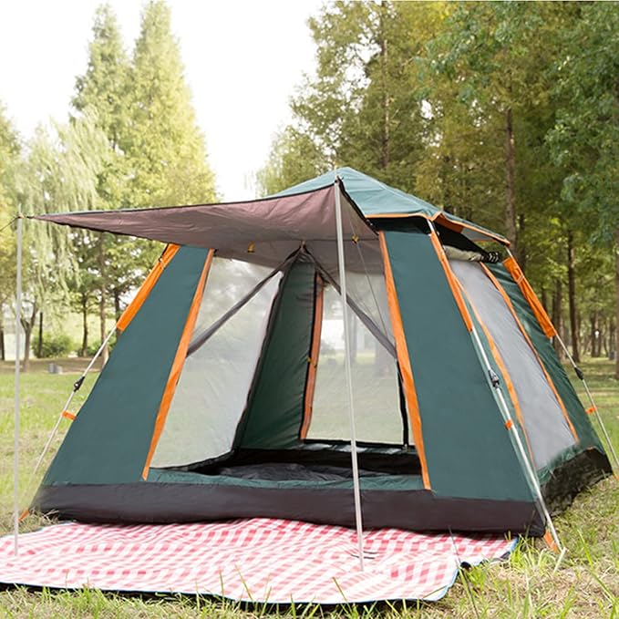 Outdoor Foldable Automatic Tent, 3-4 People Beach Rainproof and Quick-Opening Tent, Thick Rainproof Tent, Foldable Outdoor Camping Tent, Portable Family Tent