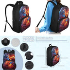 Ystardream Galaxy Wolf Backpacks for Boys 10-12 for School Backpack with Lunch Box Pencil Case 3 Pcs Set Book Bag Elemenatry Preschool Back Packs Schoolbag for Kids Boys Travel Daypack Laptop Bags