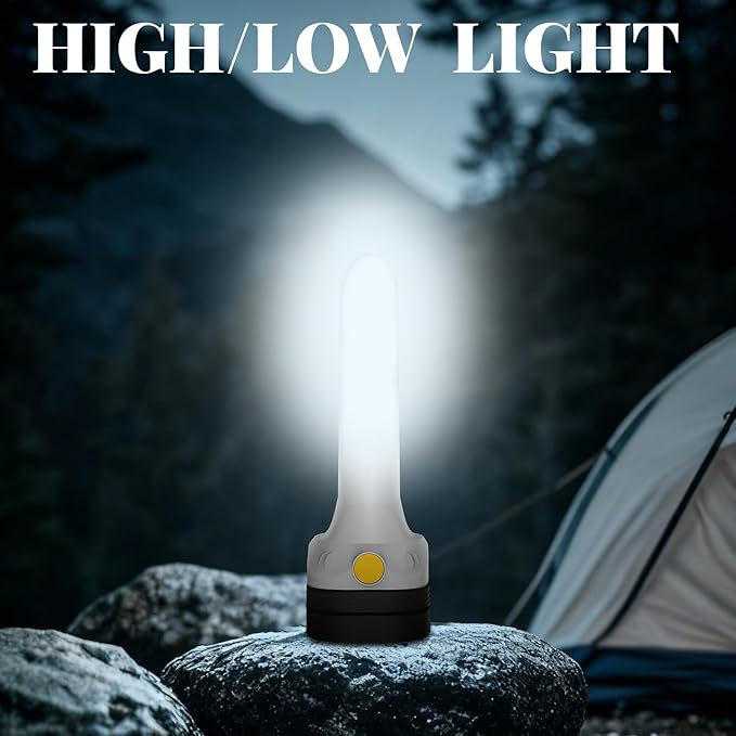 3-in-1 Flashlight: Front Beam, Standing Camp Lantern & Emergency Strobe – Simple Design, Easy for Seniors. Ideal for Camping, Home & Car Safety. USB-C Rechargeable & Lightweight.