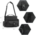 MOV COMPRA Tactical Lunch Bag for Men Expandable Double Deck Insulated Lunch Box Leakproof Large Capacity with MOLLE Water Bottle Pouch for Adults for Work Picnic Camping（Black）