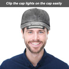 Mudder 4 Pcs Hat Light Clip 11 LED Cap Lights Clip on Hat Headlamp Battery Powered Cap Brim Lamp Black Waterproof Ultra Bright Headgear Flashlight for Hunting Camping Fishing Hiking
