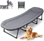 Camping Cot with Mattress, No Assembly Required Heavy Duty Folding Camping Cot for Adults, 550 Lbs Capacity Adjustable Portable Sleeping Bed for Indoor, Outdoor & Patio Use (L''75)