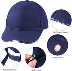 Syhood 2 Pieces LED Baseball Caps Flashlight Hats Hands Free Baseball Caps with Light Built in 5 Battery Powered Headlamp LED Hats Light for Men Fishing Jogging Camping Hand Work