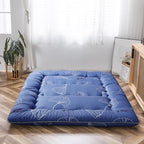 MAXYOYO Leaf Printed Japanese Futon Floor Mattress, Thicken Sleeping Pad Floor Bed Roll Up Camping Guest Mattress Folding Couch Bed, Queen Size