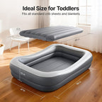 OGERY Inflatable Toddler Travel Bed with Cordless Rechargeable and Detachable Air Pump and Tent, Portable Kids Air Mattress with 4 Sides Safety Bumpers Ideal for Home, Grandma's, Camping, Traveling