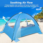 NXONE Beach Tent Sun Shelter with UPF 50+ UV Protection, Lightweight Easy Setup Portable Beach Canopy for Family, Large Space for Beach, Camping & Outdoor, 3/4/6 Person