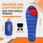 Clostnature Down Sleeping Bag for Adults - 20D 550 Fill Power Backpacking Mummy Sleeping Bag for 16°F - 45°F, Lightweight 4 Season Clod Weather Camping Gear with Compression Sack