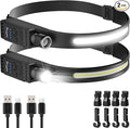 Headlamp Rechargeable with Red Light, 2 Pack Super Bright 230° Wide Beam Head Lamp, 30 Hrs Runtime, 8 Modes Waterproof Lightweight Headlights for Camping Running Fishing