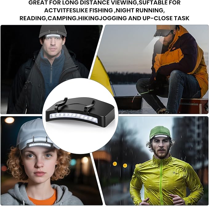 6 Pcs Hat Clip Light, 11 LED Cap Lights Clip on Hat, IPX5 Waterproof Hands-Free Flashlight for Running, Working, Biking, Camping(AAA Batteries not Included)