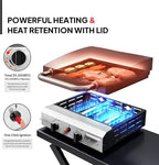 Bonnlo Foldable Flat Top Grill with 2 Burner & Lid, Powerful 20,000 BTU Propane Gas Grills with Ignition, Enamel Griddle, Side Shelf & Portable Cart with Wheels for Outdoor Camping Hibachi Grill Use
