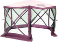 CLAM Pop-Up Screen Tent, 11.5' Outdoor Camping Gazebo, Portable 6-Sided Canopy with Ground Stakes & Carry Bag, Escape, Plum