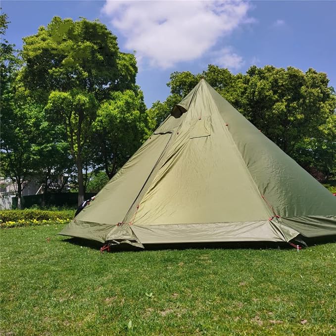 Ultralight 3-4 Person Teepee Tent with Snow-Skirt and Stove Jack Without Mesh Backpacking Outdoor Tent