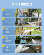 Fanttik NB8 Flip Portable Pressure Washer Gun, Foldable Cordless Pressure Washer Sprayer with 5-in-1 Nozzle, Max. 174 PSI, Type-C Charging, 16.73 FT Hose, for Camping, Bicycles, and Patio