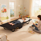 REDCAMP Kids Cot for Sleeping 2-7 Years, Portable Travel Toddler Cot Bed with Carry Bag, Lightweight for Outdoor Indoor Home, Black