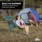 Cascade Mountain Tech Outdoor High Back Lightweight Camp Chair with Headrest and Carry Case - Green