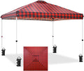 EAGLE PEAK Pop Up Canopy Tent with Wheeled Carry Bag, 8 Stakes, 4 Ropes, 4 Weight Bags, Easy Set Up Tent Canopy, 10x10 ft, 100sqft of Shade, Red Plaid
