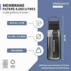LifeStraw Go Series – BPA-Free Water Filter Bottle for Travel and Everyday Use, Removes Bacteria, Parasites and Microplastics, Improves Taste, 1L Nordic Noir