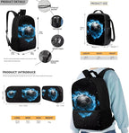 Rnyleeg Soccer Backpack for Kids 3-6 Cool Boys Bookbag Set with Lunch Box Large Capacity School Bag Set 3 Pcs for Primary School Casual Backpack with Accessories
