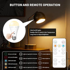 E26 Rechargeable Light Bulbs with Remote Control, 2600mAh Battery Operated Light Bulb with Hook, 3000K-6500K，40W Equivalent, 3 Timer, for Sconces Lamps Without Power, Camping, Emergency 2 Pack