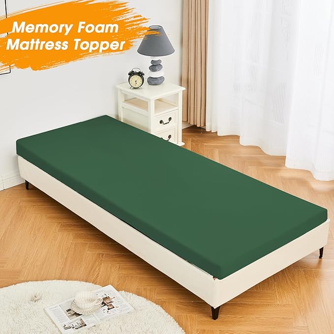 CYMULA Camping Cot Mattress 2in Memory Foam Sleeping Pad,Soft Warm Non-Slip Camping Mattress Topper with Retaining for Adults,Portable Roll up Pad for Travel(75 x30)（only Mattress）