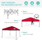 Best Choice Products 8x8ft Pop Up Canopy Tent, Outdoor Shade, 1 Person 1 Minute Set Up, Carry Case, 4 Weight Bags - Red