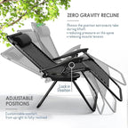 Nestl Zero Gravity Chairs Set of 2, Patio Lounge Chair Outdoor with Pillows & Cup Holder Trays, Adjustable Steel Mesh Reclining Camping Chair, Folding Patio Lawn Chair for Deck, Beach, Yard - Black