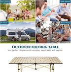Camping Table，Portable Folding Table,with Carry Bag，Suitable for Indoor, Outdoor, Camping, Backyard, Party, Patio, The Yellow Camping Table at The Beach