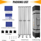 HOTEEL 10x30 Heavy Duty Pop Up Canopy Tent with 5 Sidewalls&Wheeled Bag, Commercial Event Party Tent Wedding Instant Canopy Waterproof, Upgraded Thicked Hexagonal Legs, UV 50+, Deep Blue