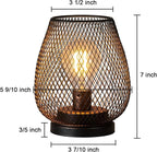 DECORKEY Set of 2 Rechargeable Lamp LED Table Lantern, Brown Metal Cage Cordless Lamps with LED Bulb，Vintage Decorative Outdoor Lantern for Weddings, Parties, Patio, Events for Indoors Shelf Decor