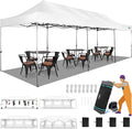 COBIZI 10x30 Heavy Duty Pop up Canopy with 8 sidewalls Party Tent for Parties Weddings Events UPF 50+ Waterproof Commercial Gazebo with Roller Bag, White(Frame Thickened)