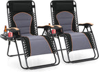 Sophia & William Oversized XXL Zero Gravity Chair Set of 2, Outdoor Recliner Folding Zero Gravity Lounge Chair Outdoor Gravity Chair with Free Cup Holder, Supports 400 LBS (Black)
