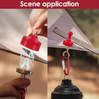 4Pcs Heavy Duty Magnetic Hooks - Aluminum Alloy Camping Hooks with Adjustable Carabiner and Loop for Outdoor Hanging, Tent Accessories (Red)