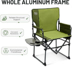 TIMBER RIDGE Aluminum Camping Directors Chair with Side Table Pocket, Portable Folding Chair, Heavy Duty Lawn Chair for Fishing Trip Picnic Concert Outdoor 400lbs, Green 2 Pack
