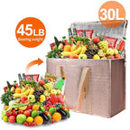 Bodaon 4-Pack Insulated Reusable Grocery Shopping Bag, X-Large Frozen Food Cold, Cooler Bags, Insulated Food Delivery Bag, Gold