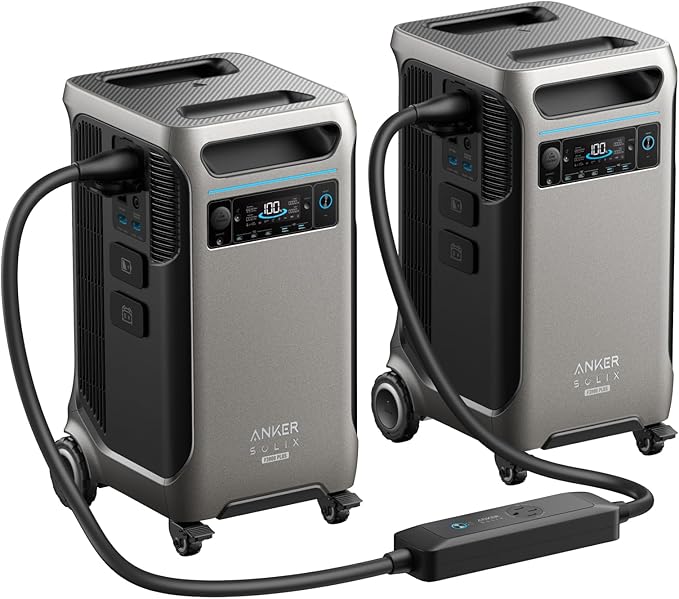 Anker SOLIX F3800 Plus Portable Power Station with Double Power Hub, 7.68kWh, 12,000W AC Output, Generators for Home Use, 3,200W Solar Input, Works with Generator, For Power Outages and Emergencies