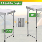 Folding Camping Table with Storage - Lightweight and Portable Aluminum Camp Table with Adjustable Height for Outdoor Travel, Beach, BBQ, Party, Picnic, and Glamping by Wakeman Outdoors