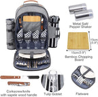 Sunflora Picnic Backpack for 4 Person with Blanket Picnic Basket Set for 2 with Insulated Cooler Wine Pouch for Family Couples (Gray)