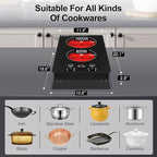 Electric Cooktop, 2 Burner Ceramic Cooktop 2400W 110V, Built-in or Countertop with Touch and Knob Control, 10 Power Levels, Child Lock, Timer, Hot Surface Indicator, Overheat Protection