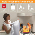 Mondoshop Fire Blanket Emergency for Home and Kitchen - 2 Pack 60"x60" Fire Blankets Fire Resistant Blanket for Camping, Grill, Car, Office, Warehouse, School, Picnic, Garages, Workshops