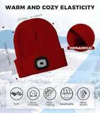 Bluetooth Beanie Hat, USB Rechargeable 4 LED Wireless Music Running Headlamp Cap, Gifts for Christmas, Stocking Stuffer & White Elephant Gifts for Men, Women, Him, Her, Teen Boys, Dad