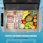 Kndko 12 Volt Car Refrigerator, 42 Quart Dual-Zone Portable Electric Cooler, Large Car Fridge 12V/24V DC/100-240V AC, -4℉~68℉, 12v Cooler with Wheels & Baskets for Road Trip, Truck, Camping