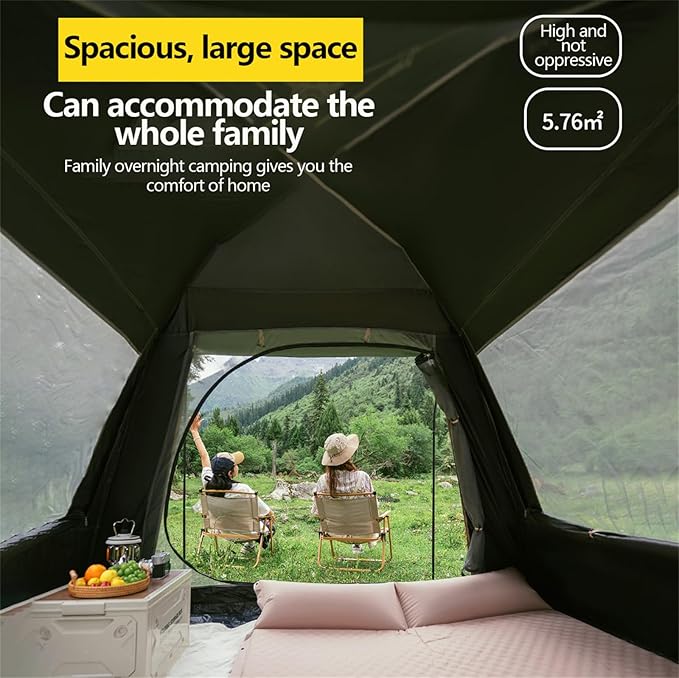 Tents for Camping, Auto One Touch Tent Pop-Up Camping Tent,Weatherproof Backpacking Tent, Easy Setup UV Cut Sun Shelter Tent for Outdoor Family Gathering. 240 * 240 * 155cm Silver-Glue
