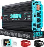 2000 Watt Pure Sine Wave Inverter, 24V DC to 120V AC Inverters for RV, Truck, Solar, Home, Power Inverter with 3 AC Outlet, 30W USB-C, 5V 3.1A USB, Hardwire Port, Remote Control, Surge 4000W