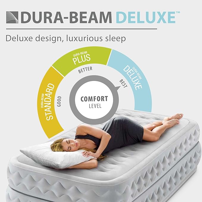 Intex Supreme Air Flow Airbed, 20 Inch Raised Air Mattress with Internal / Built-in Pump and Portable Storage Carrying Case, Twin