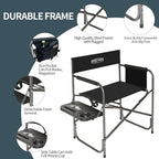 YOUNG WOOD Camping Directors Chair with Side Table, Foldable and Portable, Fishing,Trip,Picnic,Hike，Lawn,Sports,Beach,Outdoor Camping Chair for Adults,Drink Holder and Mobile Storage,2p
