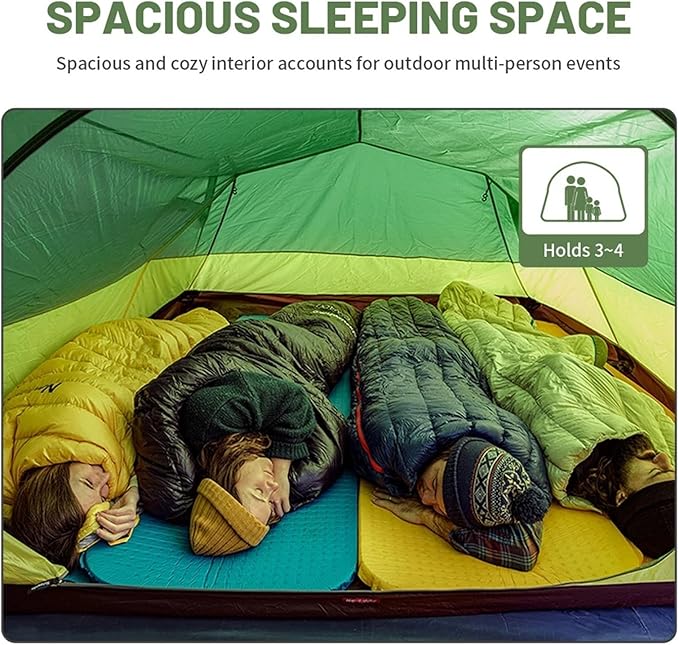 2 3 4 Person 4-Season Camping Tent - 20D Waterproof Ultralight Double Layer Tent for Outdoor Hiking Family Travel