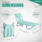 SUNNYFEEL Beach Lounge Chair, Backpack Reclining Beach Chairs Lay Flat, Sun Face Down Tanning Chair, Folding Camping Chairs Portable Camp Cot with Backpack Straps for Outdoor/Picnic/Lawn