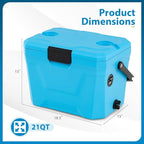 COSTWAY Insulated Portable Cooler, Hard Shell Ice Chest w/ 2 Cup Holders, Bottle Opener, Drain Plug, 3-Day Ice Retention, Outdoor Leak-Proof Dry Box for Beach, Camping, Fishing, Picnic