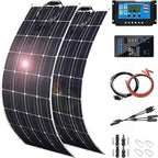 800 Watt Solar Panel Kit, 2×400 Watt Flexible Solar Power Panel Photovoltaic Module with 40A Solar Charge Controller & Inverter Monocrystalline Solar Panel for Camping Off Grid Battery Charging Boat