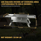 Portable Tabletop Charcoal Grill, Foldable Stainless Steel Mini BBQ Grill with Carry Bag, Lightweight Small Camping Picnic Travel Tailgating Patio Grill